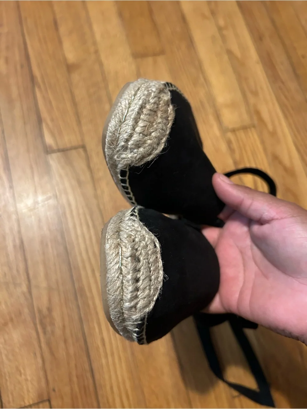 comfortview Black Lace-Up Espadrilles with Jute Toe